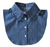 GUZOSJO Denim Detachable Collar Shirt,Dickey Half Blouse False Collar for Lady Girls