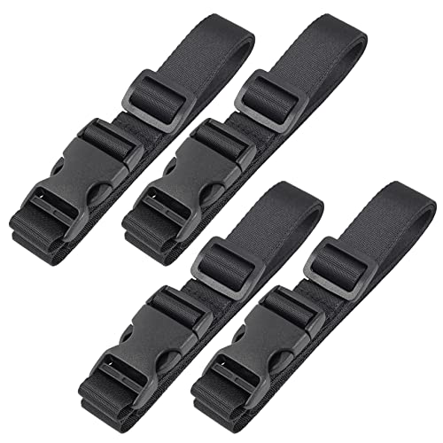 Image of Vigorport Utility Straps Quick Release Nylon Backpack Accessory Bag Strap,Adjustable for Hiking,Travel,Outdoor Sports-4 Pack (Black, 1 inch W-48 L)