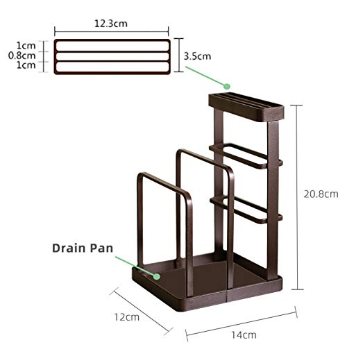 Cutting Board Rack Knife Block Chopping Board Organizer Pot Lid Holder Metal Steel Kitchen Countertop Stand Pots Pan Lids Rack(Bronze) #TOP1
