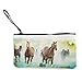 Cartera de Lona Coin Purse Speak out Against The Mass Killing of Wild Horses Small Compact Canvas Wallet Zipper Bag Pencil Pen Case Clutch Pouch with Wrist Strap