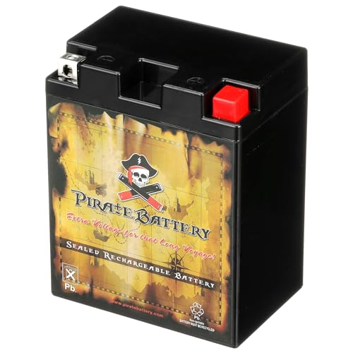 Image of Pirate Battery YB14L-A2 12V 190 CCA AGM - Maintenance-Free 14 Ah Battery for ATV, Motorcycle, Scooter, UTV, Snowmobile - T3 Nut & Bolt Terminal - Fits Polaris Sportsman 90, Honda Spree NQ50