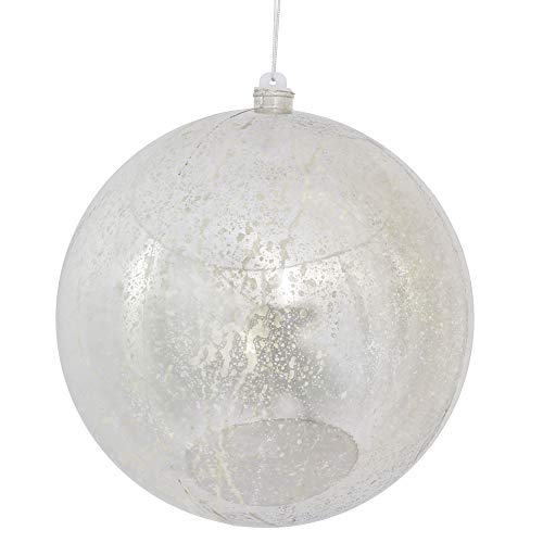 Vickerman 8" Silver Shiny Mercury Ball Ornament - Texture and Elegance for Holiday Decorating - Reliable Hanging - Exceptional Collection Addition - Perfect for Christmas Tree