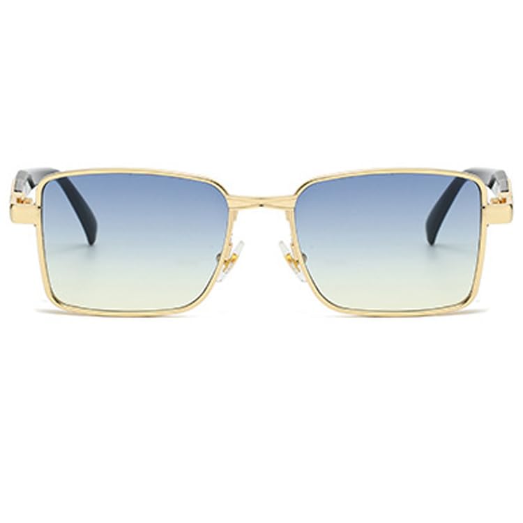 bullabulling Fashion Square Metal Frame Sunglasses for Women Men Retro Punk Sunglasses Gradient Lens UV400