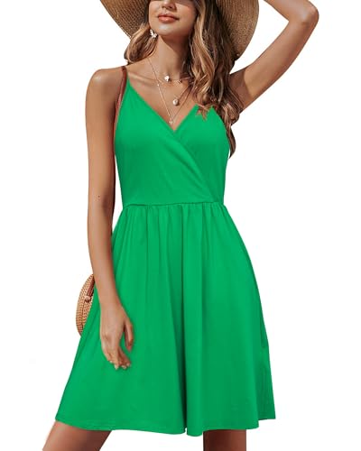 Image of STYLEWORD Womens Sundress Summer Floral Wrap V Neck Backless A-Line Casual Beach Midi Dress