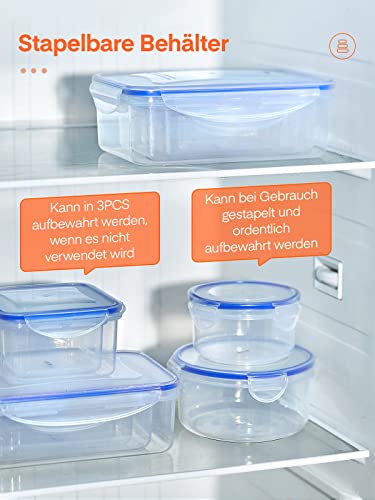 D.Perlla Frischhaltedose mit Deckel, 8 Teiliges Plastik Vorratsdosen Set BPA Frei, Spülmaschinen- Mikrowellen- und Gefrierschrankgeeignet, Ineinander stapelbar, Transparent