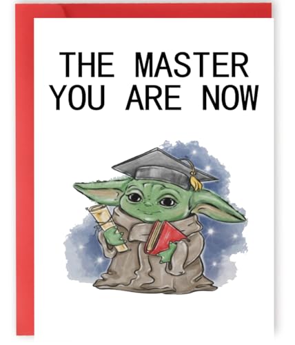 YiKaLus Happy Graduation Card for Master, Funny Congratulations Gift Ideas for Girlfriend Boyfriend, Naughty Baby Yoda Congrats Grad Cards for Fiance Fiancee