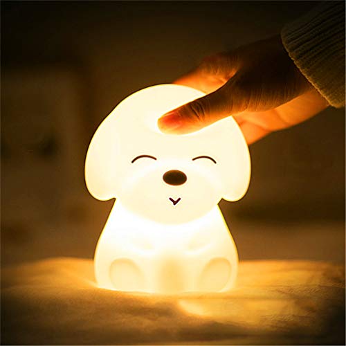 Preisvergleich Produktbild Schlummerleuchten,Bunte Hund Nachtlicht Tier Licht Usb Wiederaufladbare Silikon Weiche Cartoon Touch Licht Kinder Nacht Lampe Schlafzimmer Licht