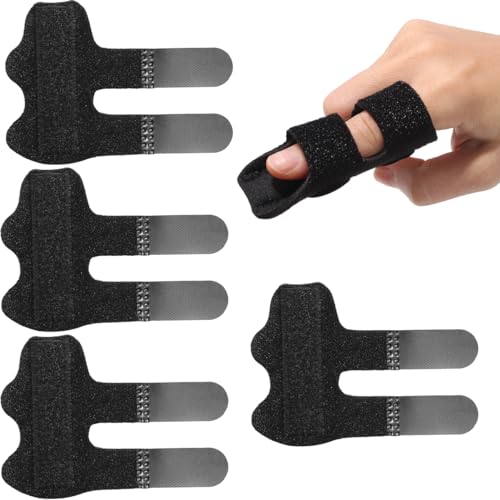 4pcs Adjustable Finger Splints, H HOME-MART Support Brace & Stabilizer for Broken/Strained Arthritis Fingers (Black)