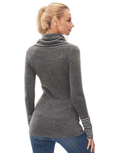 AmélieBoutik Woman Drape Cowl Neck Long Sleeve Striped Cuff Sweater Top4