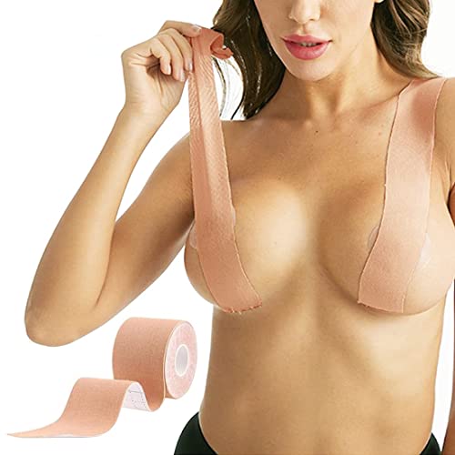 Image of Invisible Bob Tape Breast Lift Tape Self Adhesive Body Tape Bra for Chest | Bust Boobs Lifting Push up Backless Bra Support Tape Lift Support Boobytape Long Straps for Large Breasts Strapless Dresses