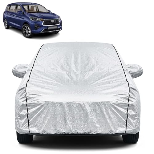 Image of Waterproof Car Cover for Toyota Rumion | Dustproof, UV Resistant & Scratch Protection | Soft Cotton Lining | Triple Stitched | Mirror Pockets & Elastic Fit | Silver