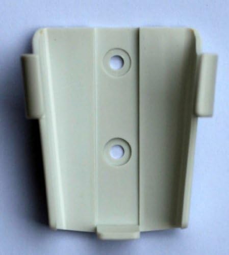 Front view of the white plastic ceiling fan remote wall holder showing two screw mounting holes.
