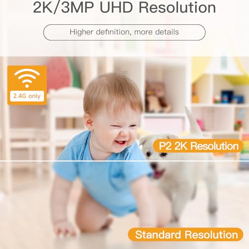 360° View 2K Pet Camera with Phone App 2 Pack, Indoor Security Camera, Baby Monitor, Motion Tracking, Pan/Tilt, Night Vision, Two-Way Audio, Works with Alexa, 2.4G WiFi Only (P2T 2PC) - Image 3