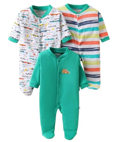 Image of New Born Baby 100% Cotton Rompers for Sleepsuits Jumpsuit Night Suits for Baby Boys & Girls |Onesies| Infant Clothes Pack of 3