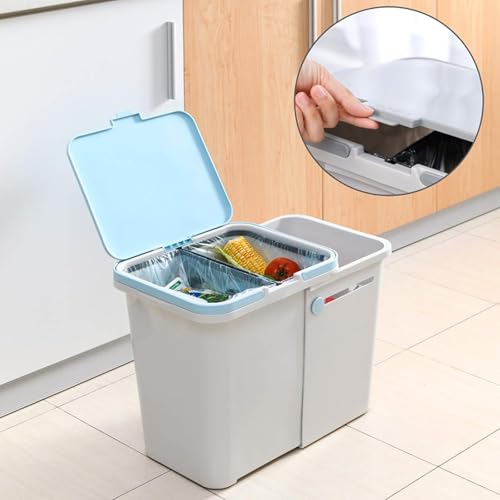 DZYHFCO Abfalleimer, skalierbar, Sortierung, Mülleimer, Haushalt, großer Mülleimer mit Deckel, Push-Pull-Abdeckung, verschließbarer Mülleimer, Kunststoff, Sortierung, Mülleimer – Bild 7