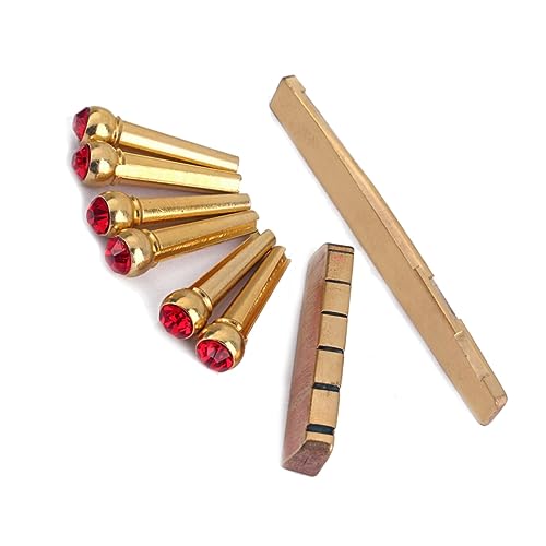 HYTROVE 赤色水晶頭弦鈕付きアコースティックギター用 パーツ交換 真鍮製