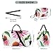 Pink Echinacea Flowers White Duffle Bag Women Travel & Cosmetic Pouch Set of 2, Fashion Womens Tote Duffle Bag Carry on Duffel Overnight