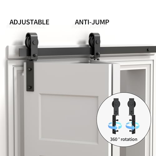 KINMADE 36 in Single Bifold Sliding Barn Door Hardware Kit for Closet Doors, Smoothly and Quietly,Side and Top Mount Swivel Wheels (Track Length 40'', Door Not Included)