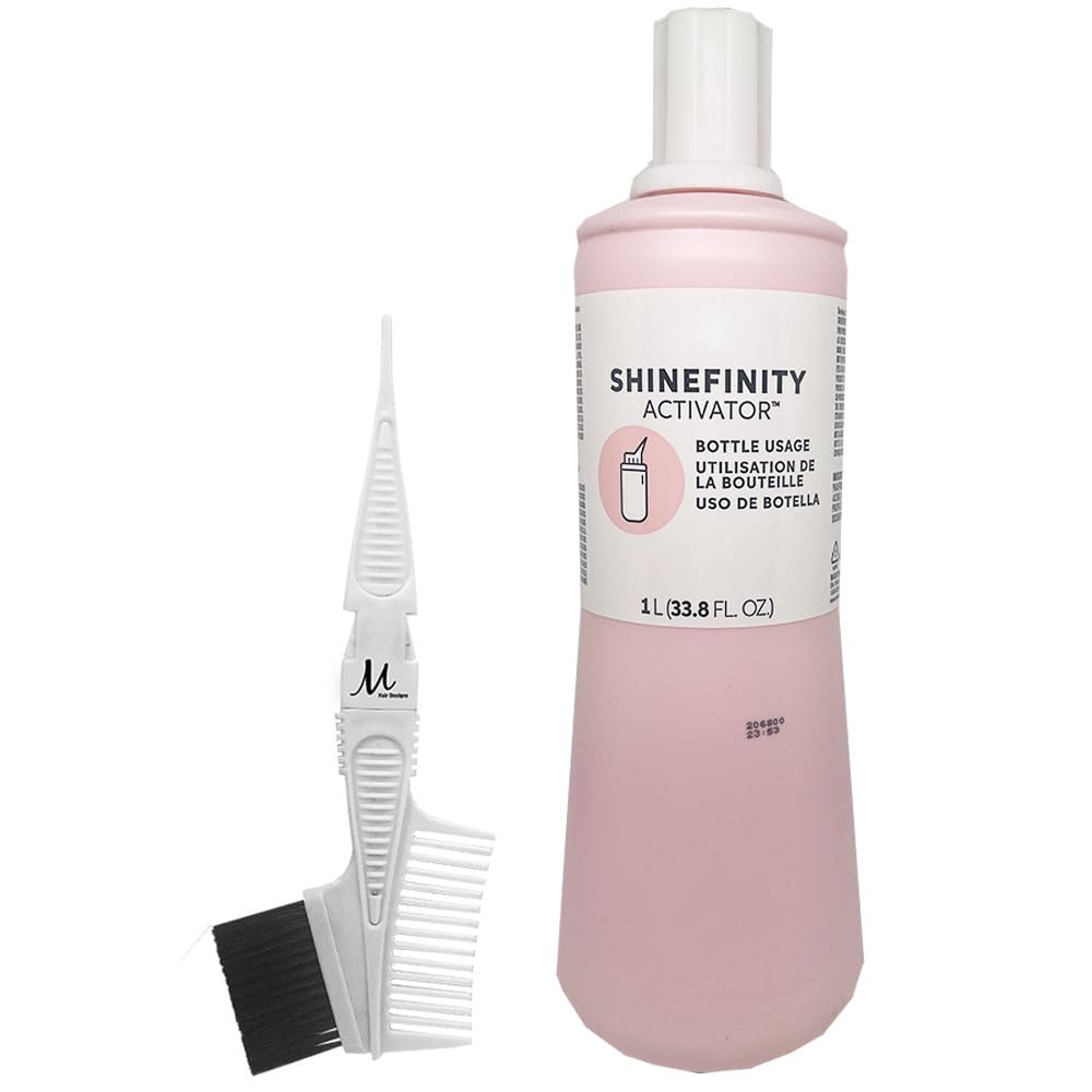 Shinefinity Activator 2% for Bottle Usage | Shinefinity Hair Color Developer 33.8 Fl Oz and M Hair Designs Tint Brush Comb (Bundle)