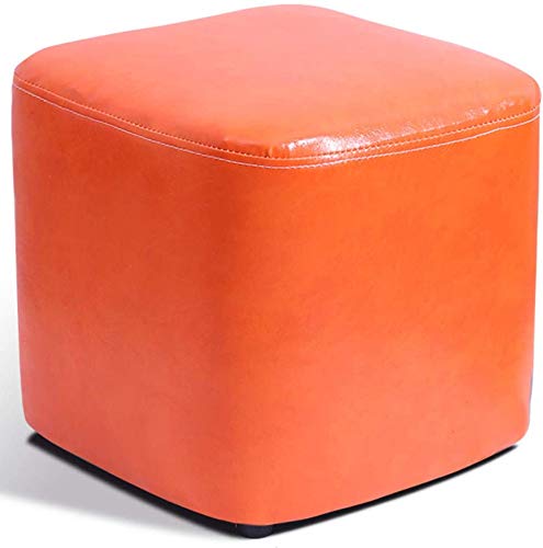 MGEMJMJ Footstool Leather Upholstered Cube Pouf Ottoman,pouffe Footstool Solid Wood Square Leather Living Room Coffee Table Small Bench(Size:30x30x30cm(12x12x12),Color:C)
