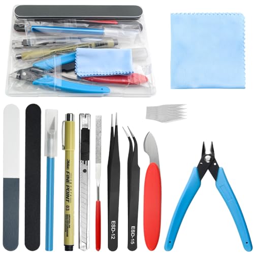 WMYCONGCONG 12 PCS Gundam Model Tools Kit Hobby Tool Set, Pliers, Separator, Files, Tweezers, Polishing Strip for Buildings, Gundam, Robots Models Minature