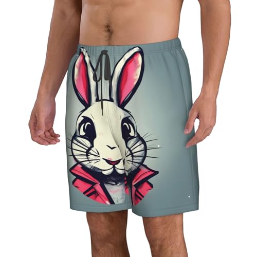 Bunny Rabbit Print Mens Casual Shorts Drawstring Summer Beach Stretch Shorts Novelty Swimtrunks2