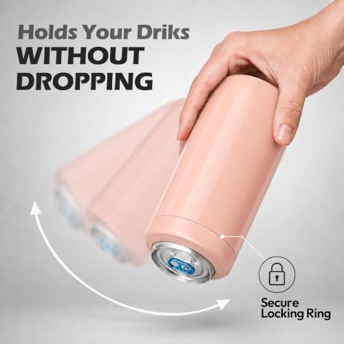 Image of 4-in-1 Slim Can Cooler Easy to Hold Insulated Beer Can Holder Double-walled Stainless Steel for All 12 Oz Cans Gift (Jelly Pink)