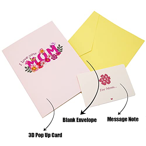 Sharonlily Mother’s Day Pop Up Card, 'Best Mom Ever' 3D Flower Greeting Card, Mom Popup Gift Cards -Mother's Birthday, Thanksgiving Day, Get Well, Thank You-For Mother, Wife, Sister, Grandma, Step-Mom, Mother-In-Law. #TOP3