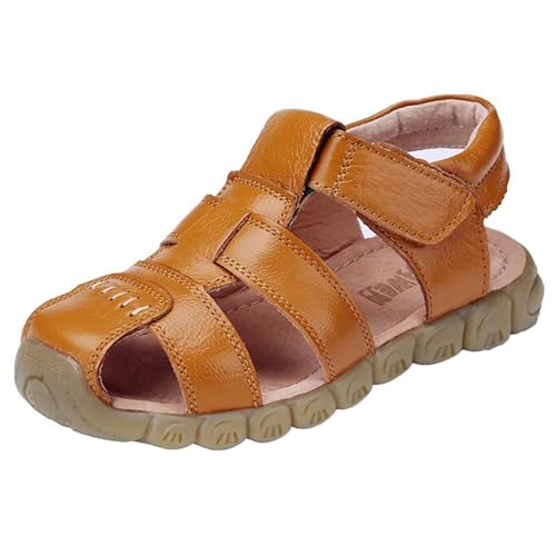 DADAWEN Boy's Girl's Leather Closed Toe Outdoor Sport Sandals (Toddler/Little Kid/Big Kid)