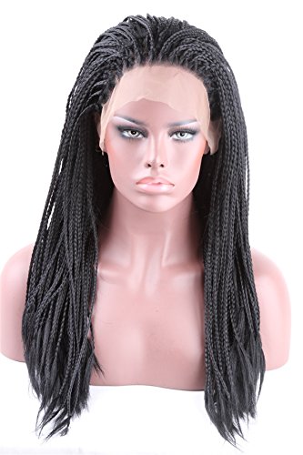 ATOZWIG Glueless African American Women Wig with Thin Micro Braids Synthetic Hair Braided Lace Front Wig in Stock