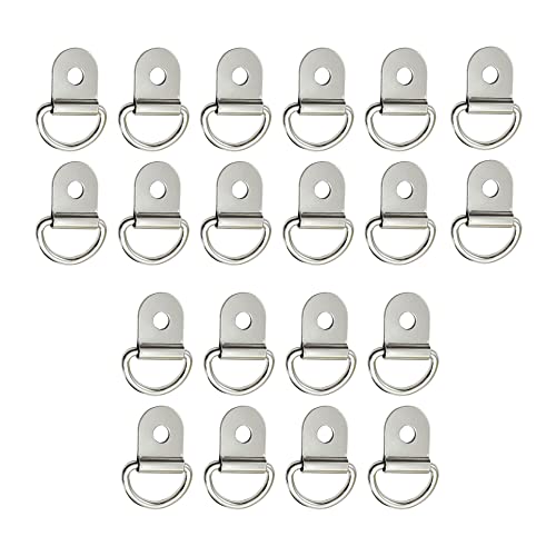 Ltsbaed Anillos de Amarre Acero Inoxidable 20 Piezas Anclaje de Amarre de Anillo D Anillas Sujeción para Furgonetas Argolla de Anclaje Argollas para Toldos, Camiones,Botes,Kayaks 36x25mm (Plata) Cover