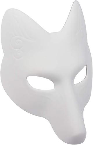 Miniatura 6 de ABOOFAN Máscara de zorro blanco para Halloween, disfraz de zorro, disfraz de Kabuki Kitsune japonés en blanco para Halloween, accesorio de disfraz