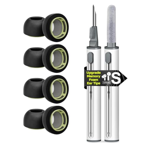 Image of 4 Pairs Small Memory Foam Ear Tips for AirPods Pro 1st & 2nd Gen, No Silicone Eartips Pain, Better Noise Cancellation, Replacement Buds with 3 in 1 Cleaner Kit and Fit in Charging Case,Black