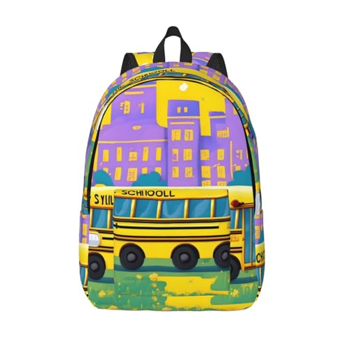 Sac à dos en toile bus scolaire pour le travail et sorties