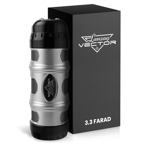 Lanzar 3.3 Farad Digital Power Capacitor, High-Performance Car Audio Accessory with Blue Digital...