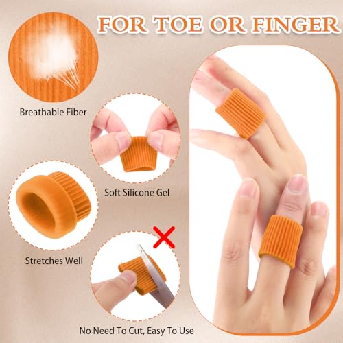 Image of Blulu 24 Pieces Toe Tubes 0.98 Inches Cushion Tube Corn Pads for Toes Sleeves Soft Gel Protectors for Cushions Corns Blisters Calluses 3 Size(Orange,Assorted Sizes)