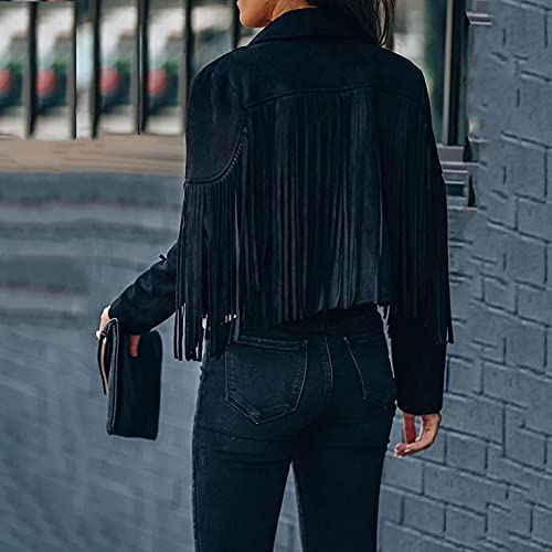 BIBOKAOKE Giacca da donna casual, con frange