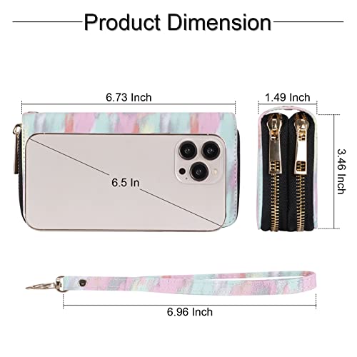Image of XEYOU Double Zipper Long Clutch Wallet Cellphone Wallet for Women with Removable Wristlet Strap for Credit Card, Cash, Coin, Bill