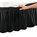 Elastic Bed Wrap Ruffle Bed Skirt, Black, Queen/King