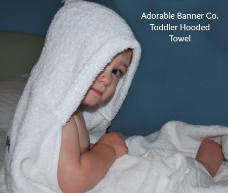 The Adorable Studio Personalized Hooded Toddler Name Towel with Sewn-on Fabric Applique Letters