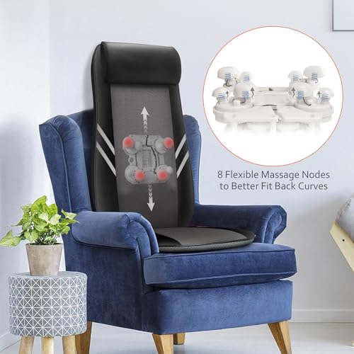 Image of Snailax Shiatsu Back Massager with Heat for Home & Office, Full Back Massage Chair Pad with 8 Kneading Nodes, Vibration Seat Cushion, Chair Massager for Office Workers, Seniors, Mom, Dad Gifts Father