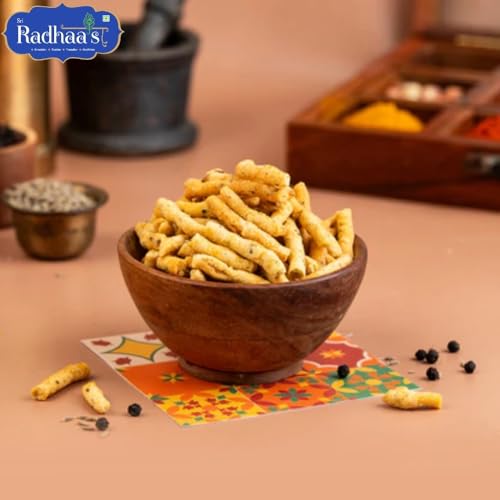 Image of Sri Radhaa's Pepper Sev | Premium Traditional South Indian Crispy Namkeen Snack | Spicy & Crunchy Sev | Each Pack 150g (Pack of 1)
