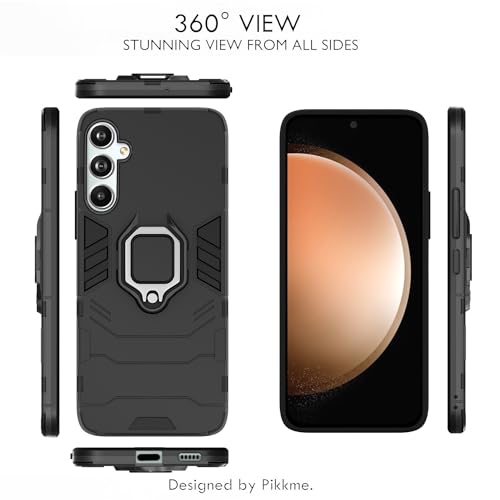 Image of Pikkme Samsung Galaxy S23 FE 5G Back Cover | D5 Tough Armor Bumper | 360 Protection Case | Ring Holder Stand Case for Samsung Galaxy S23 FE 5G (Black)