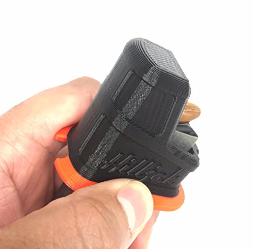 Hilljak Ergonomic Magazine Speed Loader for Smith & Wesson M&P 9 Shield (1.0, 2.0), Springfield Armory XD-S, XD-E 9mm Single-Stack Quickie Loader HD3, Red Stripe