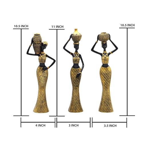 Image of Vibrant Beautiful Finish Uniquely Hand Crafted Home Decor African Tribal Women Art Piece (Set of 3)