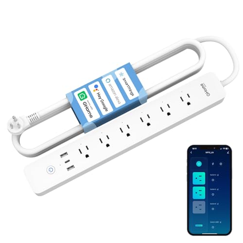 GHome Smart Plug Power Strip, 3 USB (30W Fast Charging) and 6 Individually Controlled Outlets, WiFi Surge Protector Works with Alexa & Google Home, Energy...