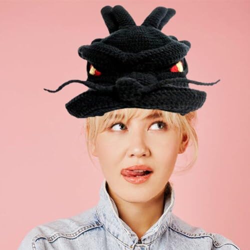 Gorro de dragón de crochet estilo China con ala ancha para vestir de fiesta 6