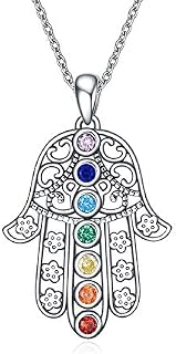 7 Chakras/Lotus/Hamsa Hand/Tree of Life Necklace 925 Sterling Silver Chakra Jewelry for Women Mother
