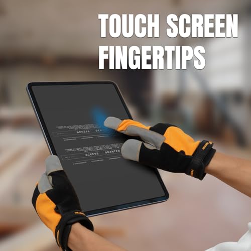 Image of POWERTEC Safety Work Gloves | Work Gloves for Men and Women, Touch Screen, Flexible Breathable, Fit Padded Palm for Vibration Reduction, For Construction, Mechanical work & Light work 1 Pair (Size XL)