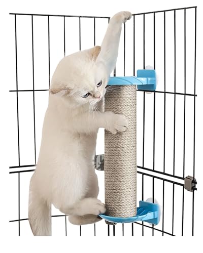 猫爪とぎポール 爪研ぎポール 猫 爪研ぎ 天然サイザル麻 猫おもちゃ 爪みがき ストレス解消 運動不足対策 つめとぎ 爪研ぎ 爪とぎ スクラッチポール 縦置き型 長持ち組み立て簡単 ケージ用 長さ30cm (青)